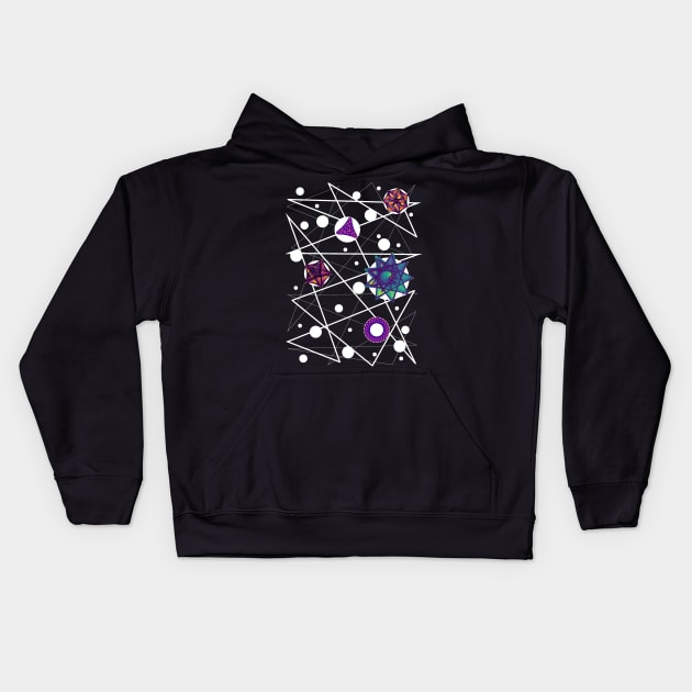 Space Time Continuum | Geometric Blue Red Purple Maurer Roses Black Kids Hoodie by aRtVerse